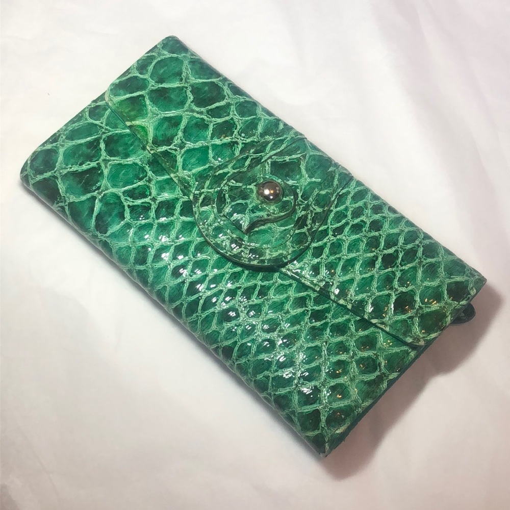 Bright Green Faux Snakeskin wallet